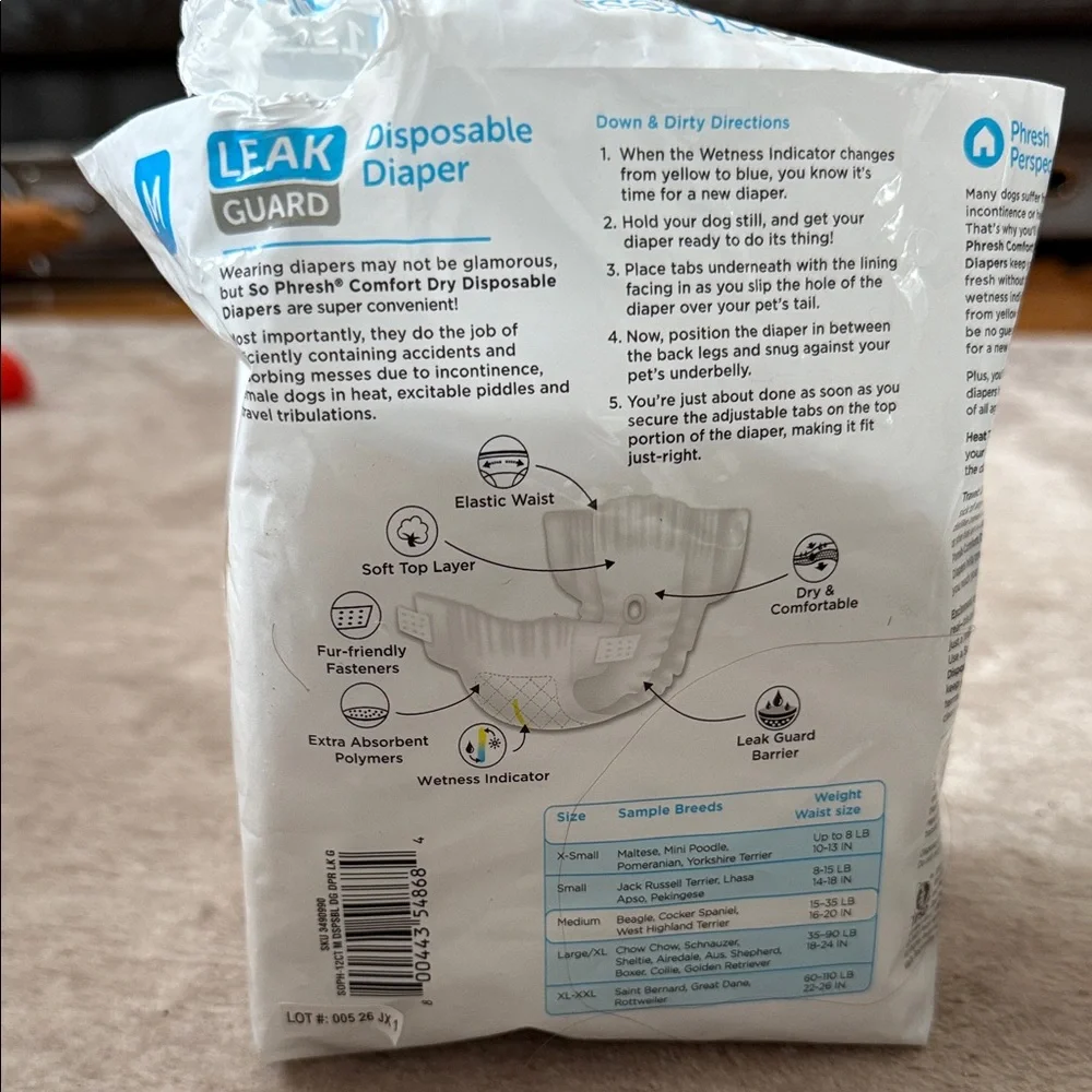 Leak Guard Disposable Dog Diapers - Size Medium (7)